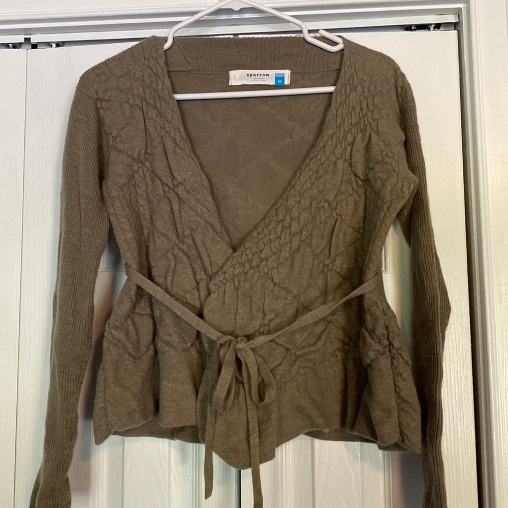 sparrow Olive Green Wrap Sweater Cardigan